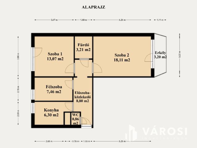 Felújított, két és félszobás lakás Békéscsabán